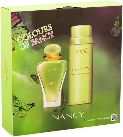 Sapil Nancy Green Gift Set for Women – Enchanting Fruity Floral Fragrance with Eau de parfum 100ml and Perfumed Deodorant 150ml